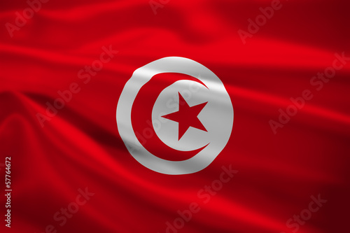 Tunisia flag blowing in the wind