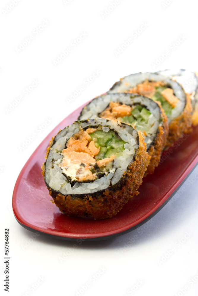 sushi with fried fish
