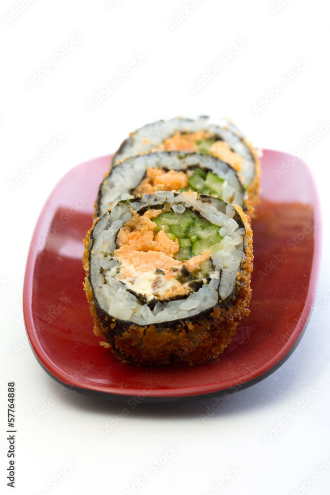 sushi with fried fish sushi with fried fish