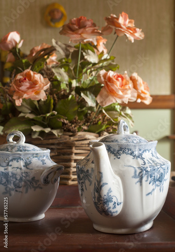Wallpaper Mural A antique tea set on a table Torontodigital.ca