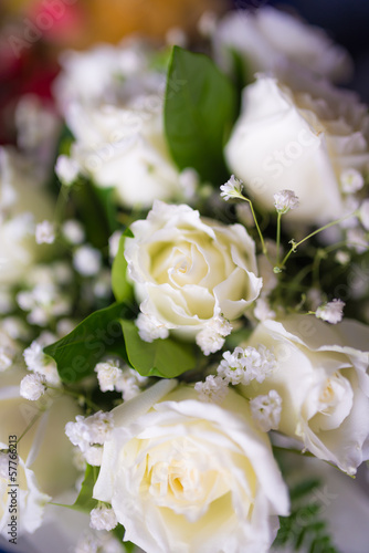 Bouquet of white rose flowers