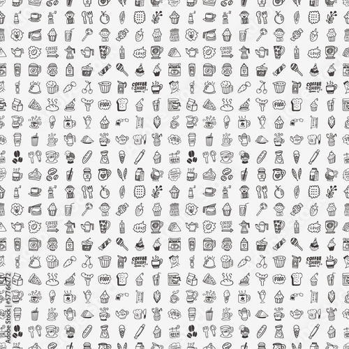 seamless doodle coffee pattern background