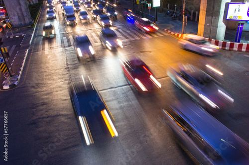 traffic jam in bangkok at night photo