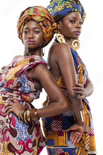 Beautiful African fashion modesl in traditional dress.