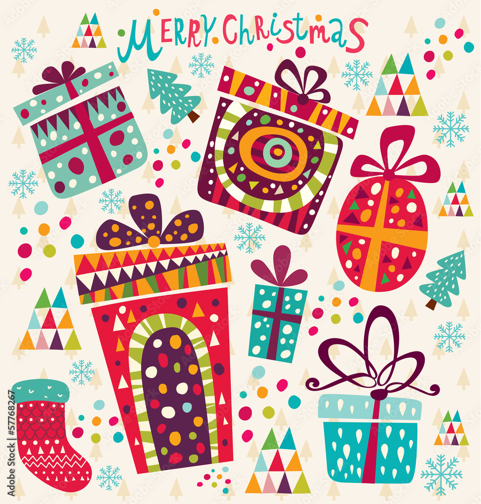 Christmas card with gift boxes Christmas card with gift boxes