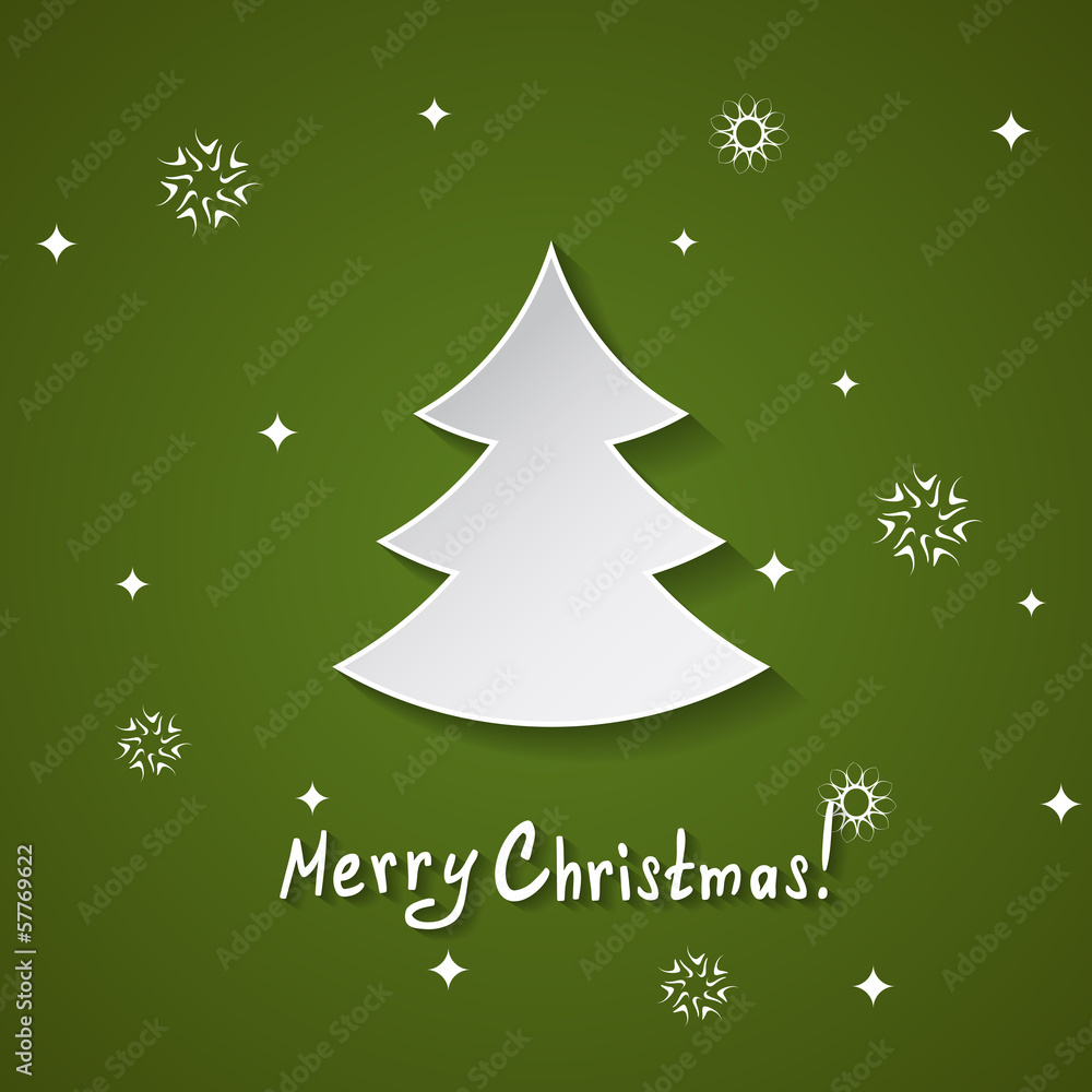 Christmas background with a paper tree Christmas background with a paper tree