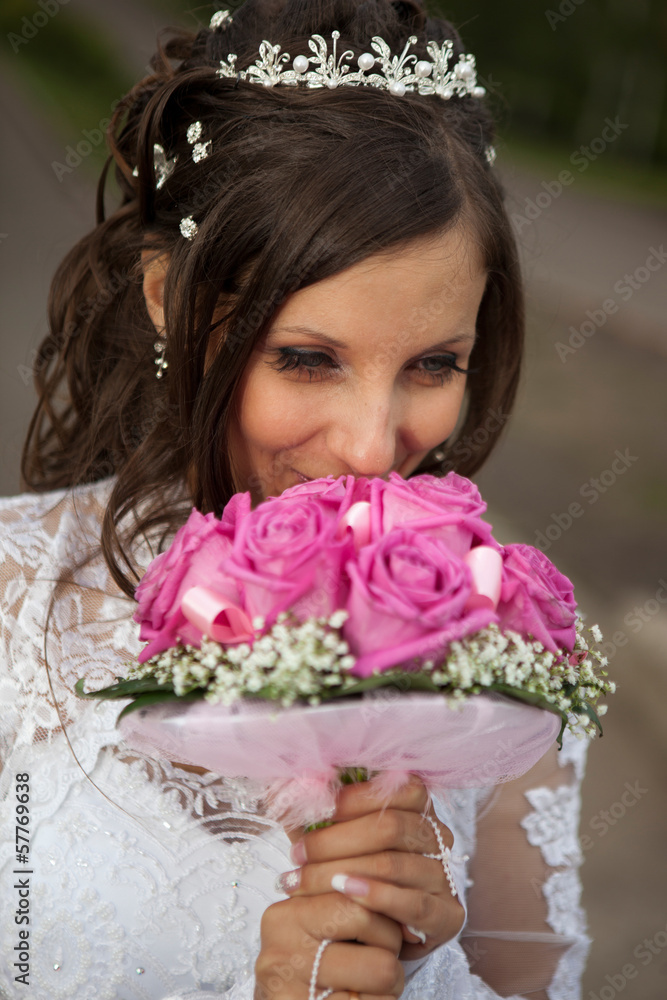 Naklejka premium bride with a bouquet