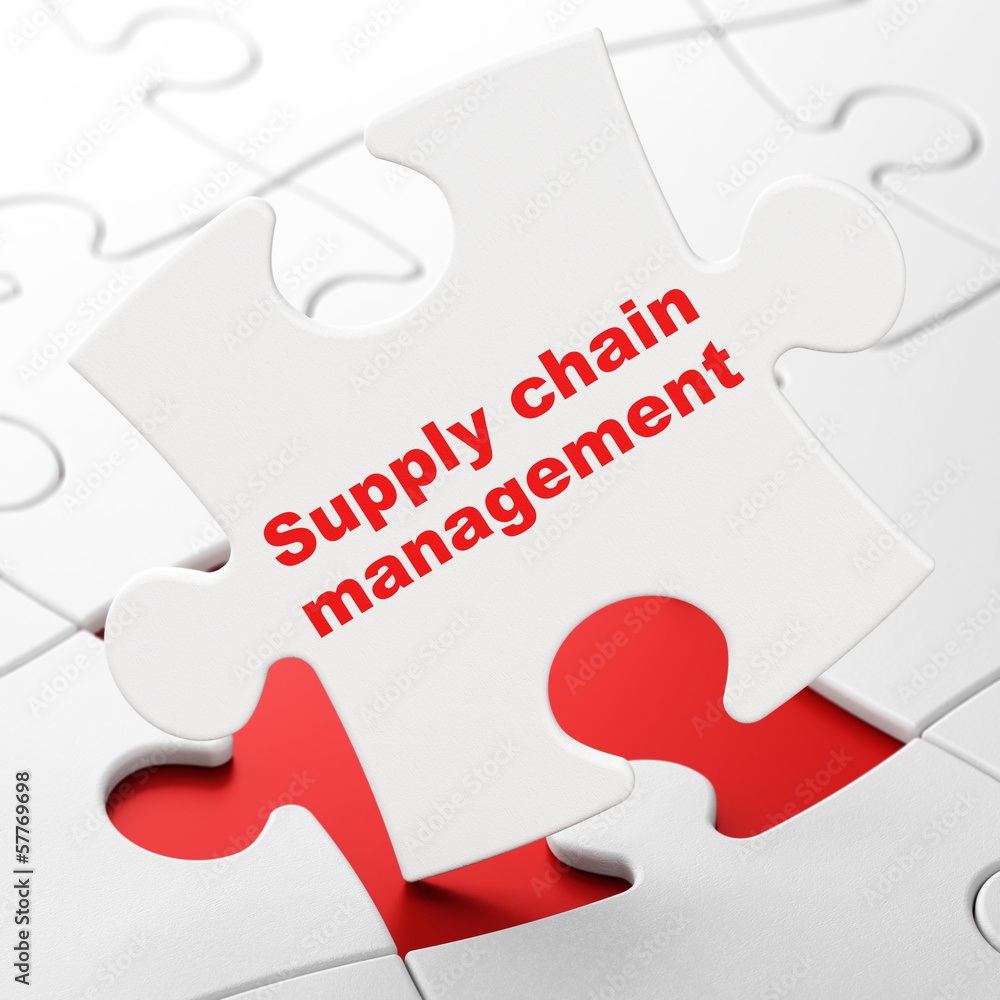 Advertising concept: Supply Chain Management on puzzle Advertising concept: Supply Chain Management on puzzle