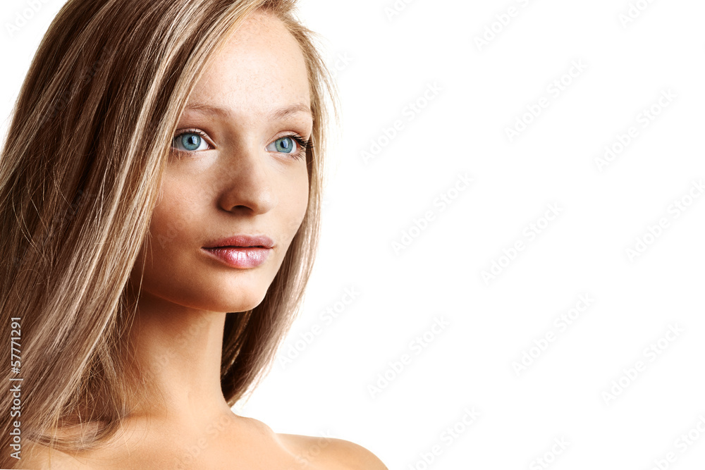 Naklejka premium Portrait of young girl with long hair 