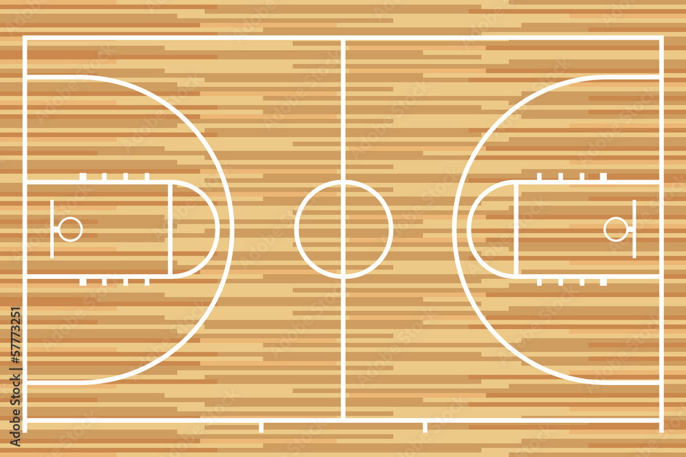 Obraz premium Basketball court with parquet wood board. Vector
