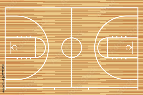 Basketball court with parquet wood board. Vector