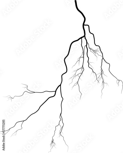 black lightning shape curve on white