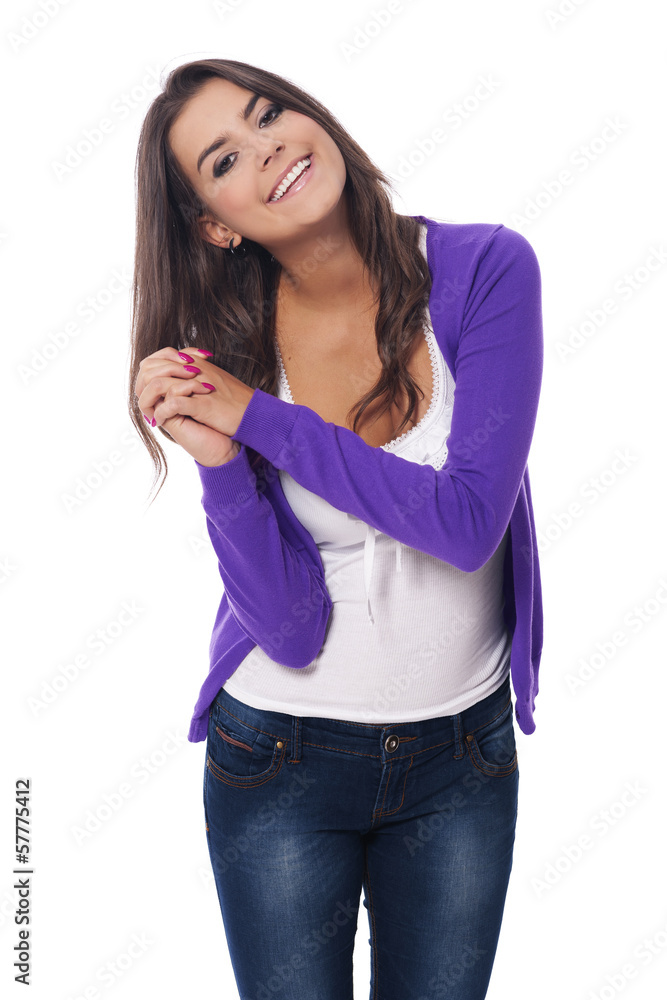 Obraz premium Portrait of smiling and beautiful woman