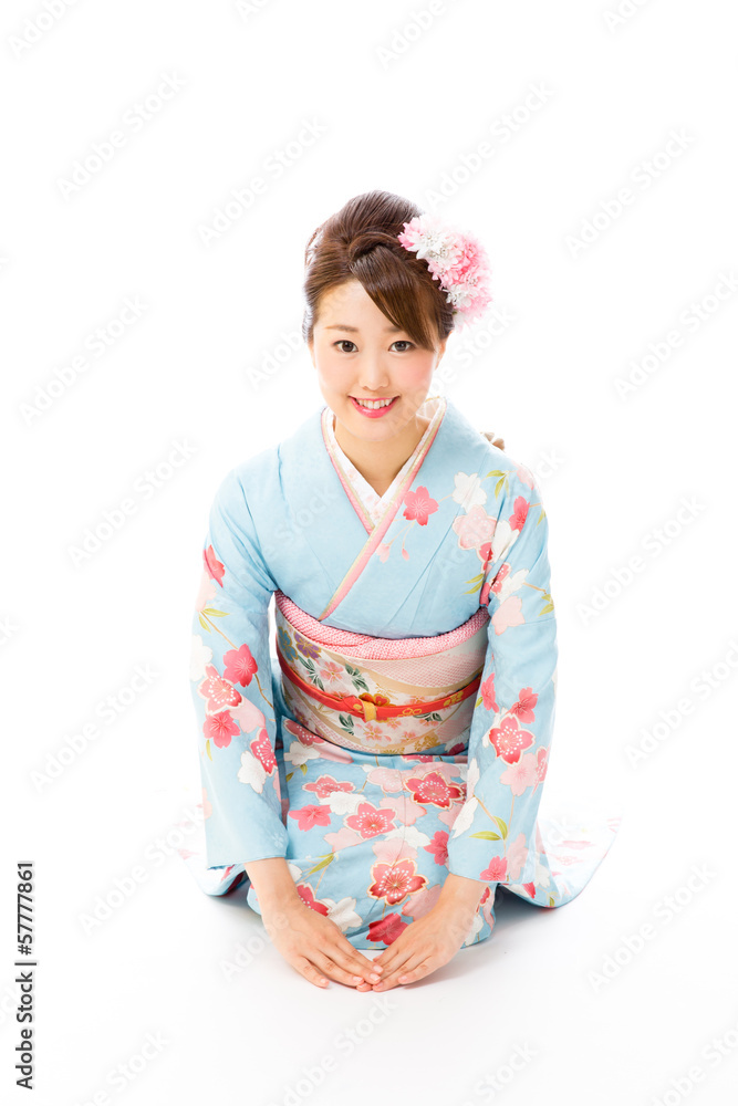 japanese traditional woman on white background