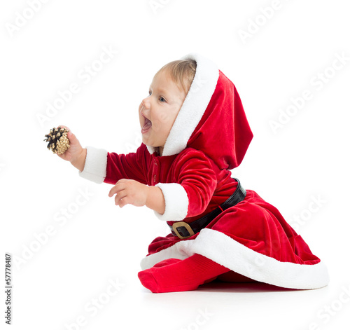 happy baby in Santa Claus c...