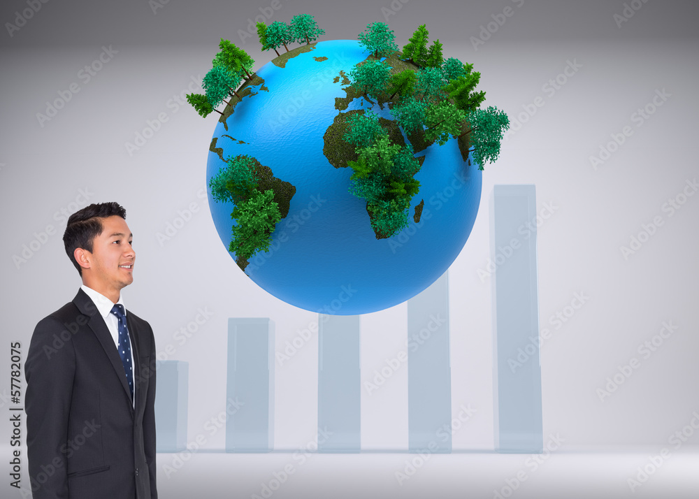 Composite image of smiling businessman looking away Composite image of smiling businessman looking away