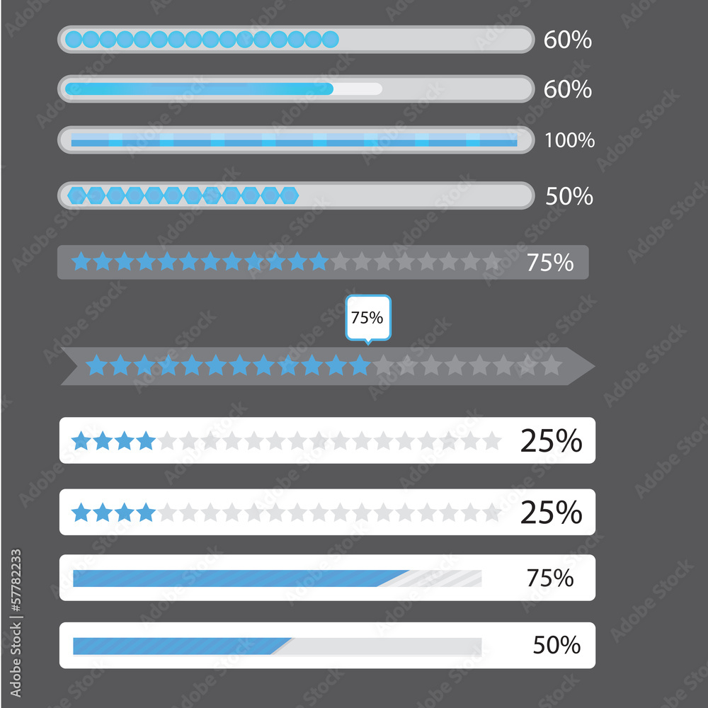 blue preloaders and progress loading bars. vector illustration. blue preloaders and progress loading bars. vector illustration.