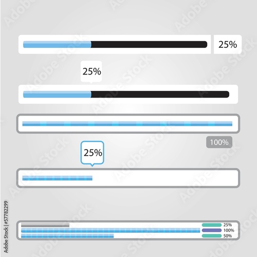 blue preloaders and progress loading bars. vector illustration.