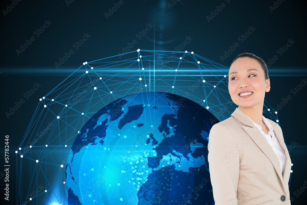 Composite image of smiling asian businesswoman Composite image of smiling asian businesswoman