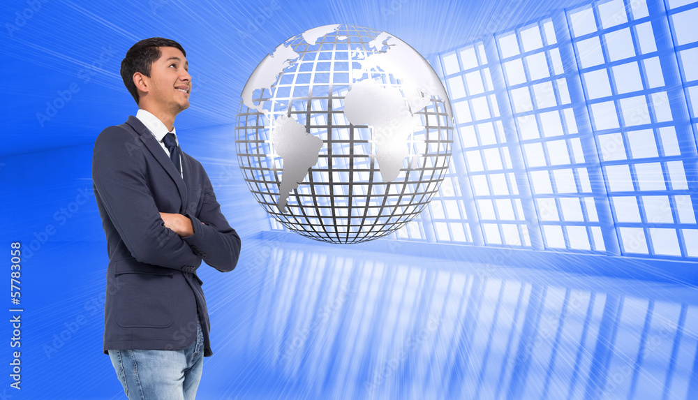 Composite image of smiling casual businessman with arms crossed Composite image of smiling casual businessman with arms crossed
