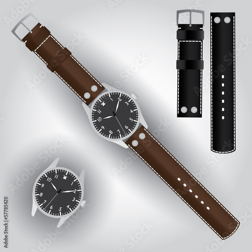 pilot watch with leather strap eps10