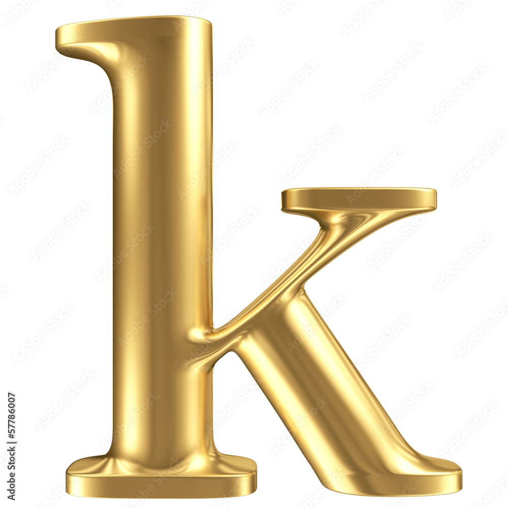 Golden matt lowercase letter k, jewellery font collection Golden matt lowercase letter k, jewellery font collection