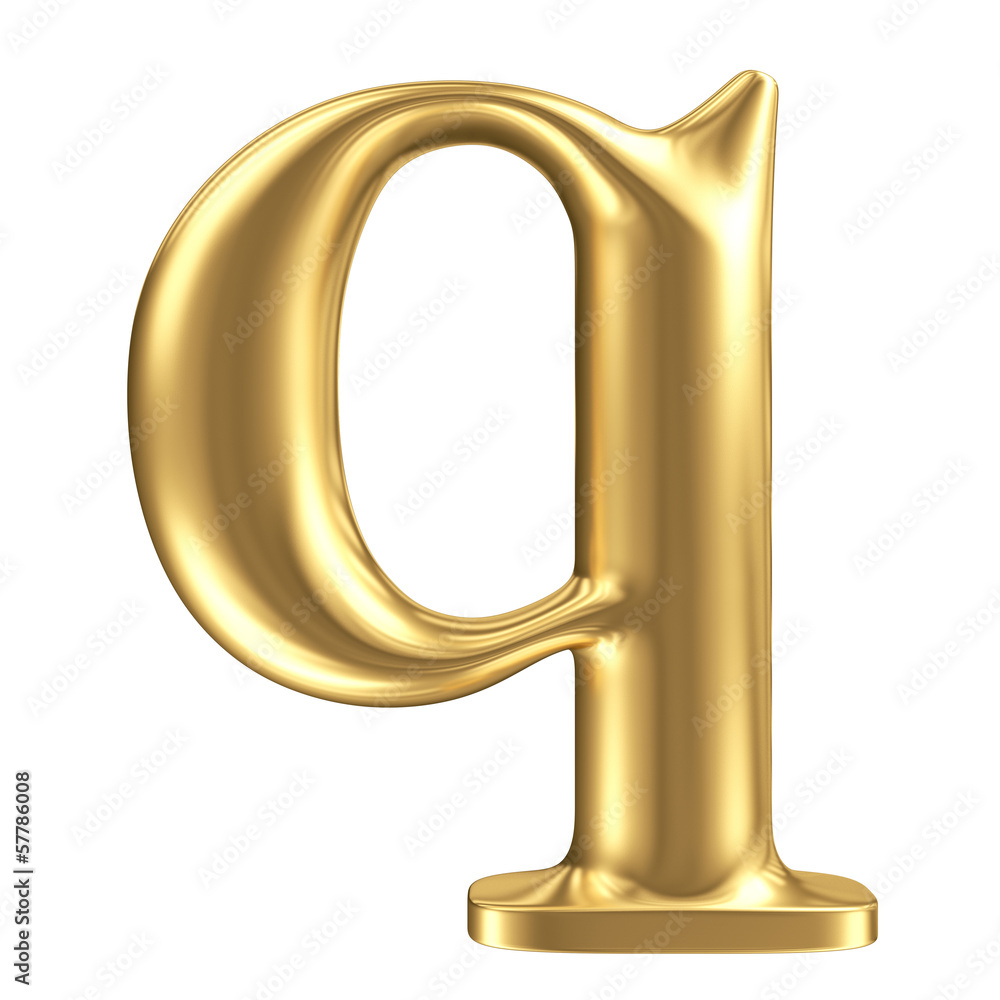 Golden matt lowercase letter q, jewellery font collection Golden matt lowercase letter q, jewellery font collection
