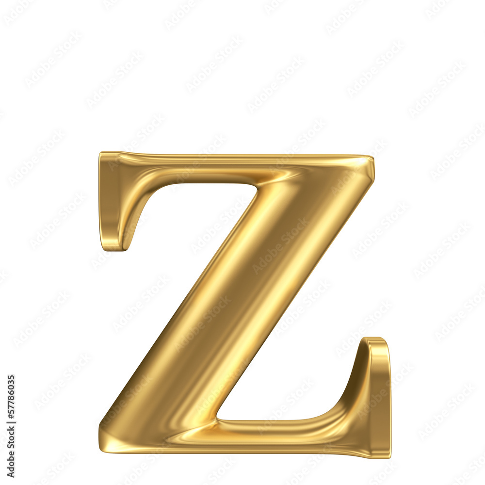 Golden matt lowercase letter z, jewellery font collection Golden matt lowercase letter z, jewellery font collection