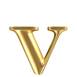 Golden matt lowercase letter v, jewellery font collection