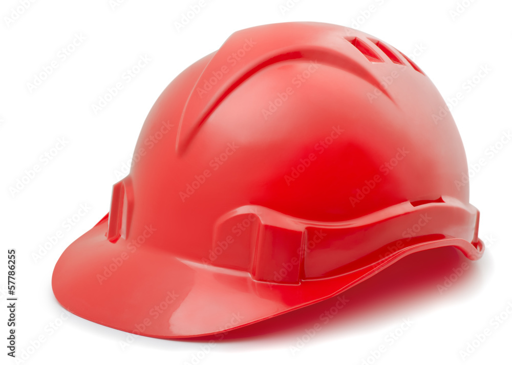 Red plastic hard hat Red plastic hard hat