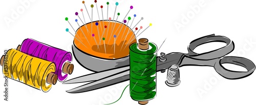 garn schere und nadelkissen
