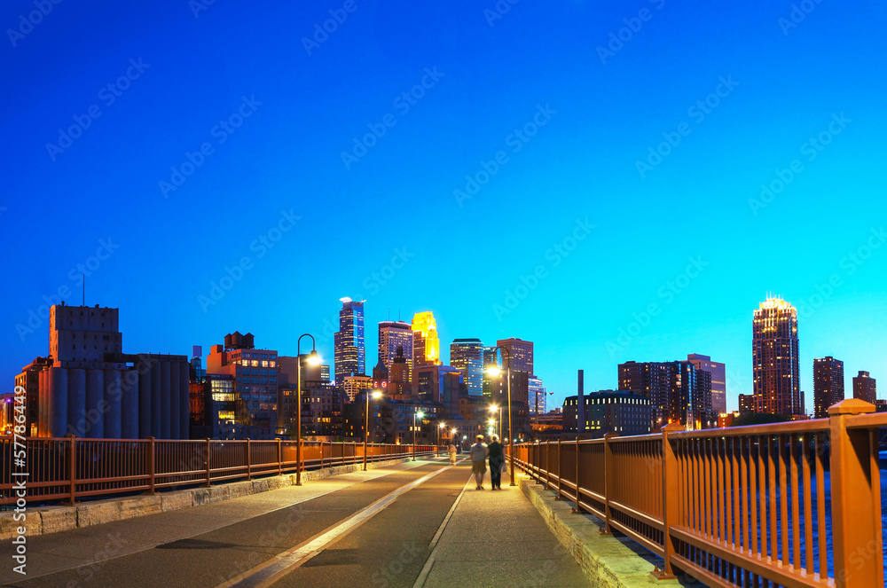 Downtown Minneapolis, Minnesota at night time