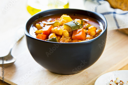 Vegetables soup with chickpea photo