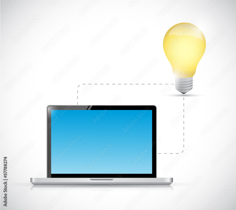 laptop connection. light bulb idea electronic laptop connection. light bulb idea electronic