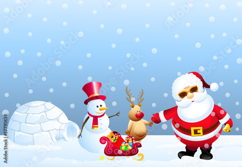 Santa,Snowman,Snow Deer & Igloo