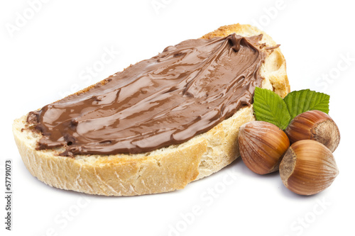 Bread with chocolate cream photo