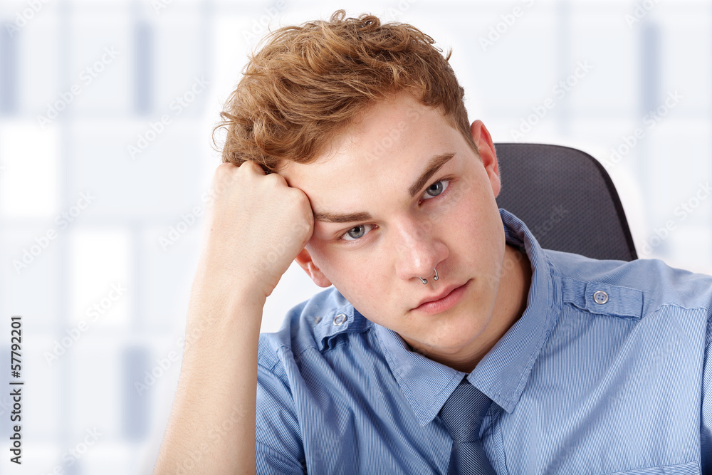 Young man while thinking Young man while thinking
