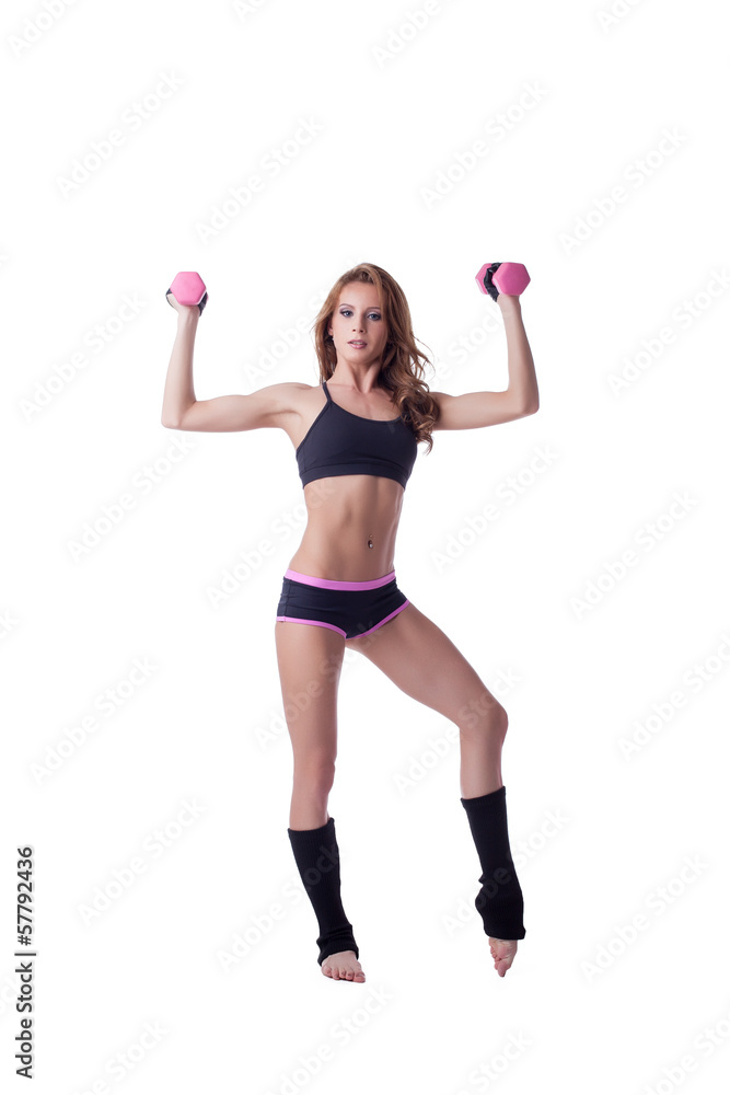Slim muscular woman isolated on white background Slim muscular woman isolated on white background