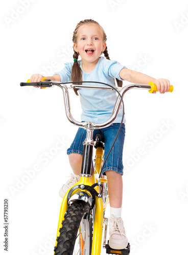 girl on bicycle isolated