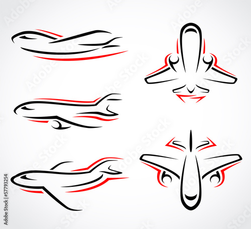 Airplane  abstract set. Vector