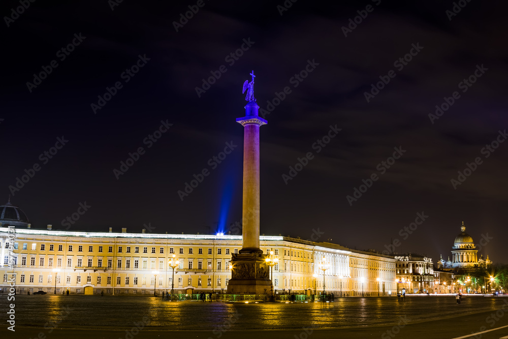 Palace Square in St. Petersburg at night illumination