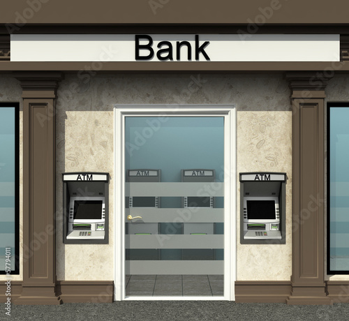 facade of a bank with automated teller machine