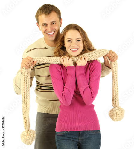 Young couple isolated on white