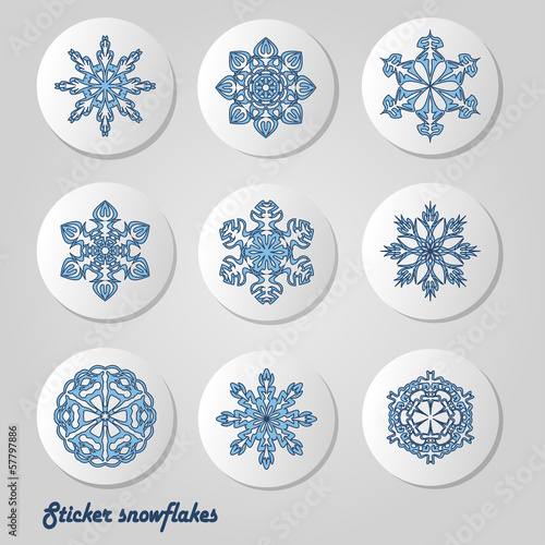Vector sticker snowflakes