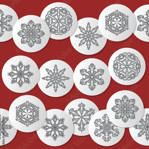 Vector pattern with snowflakes on a red background