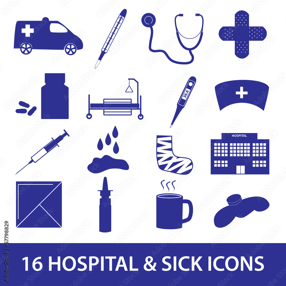 hospital and sick icon set eps10 hospital and sick icon set eps10