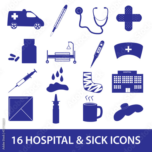 hospital and sick icon set eps10