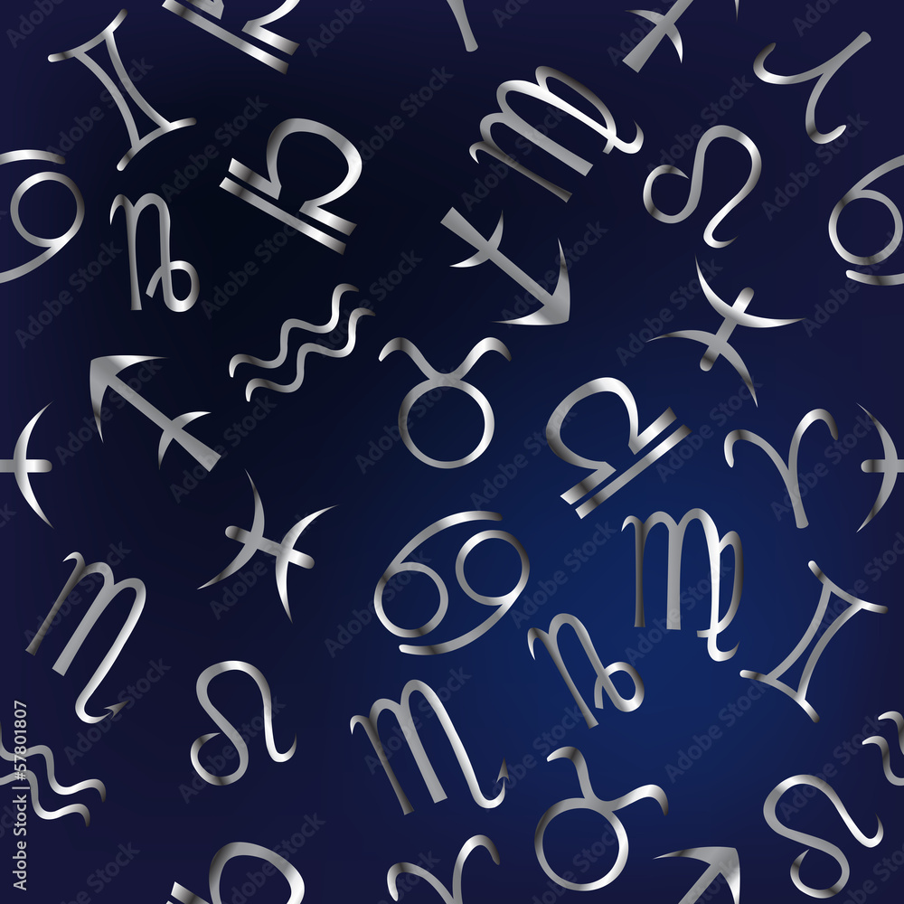 Seamless pattern with silver zodiac signs Seamless pattern with silver zodiac signs
