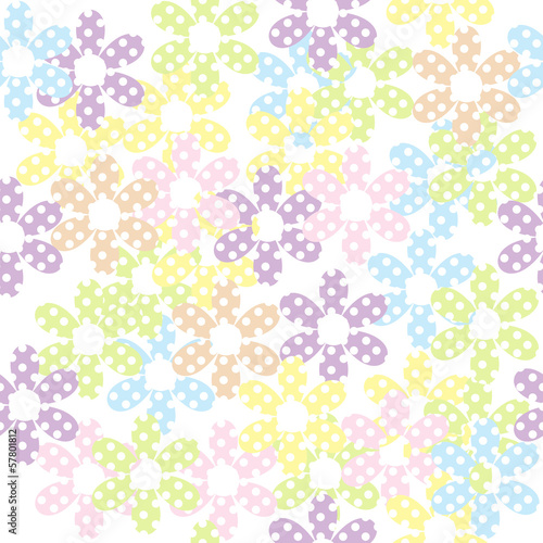 Seamless pattern with dotted flowers, background for kids