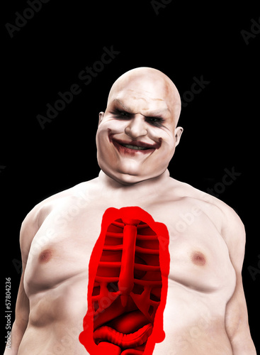 Tapety artystyczne Fat Horrible Clown With Split Chest
